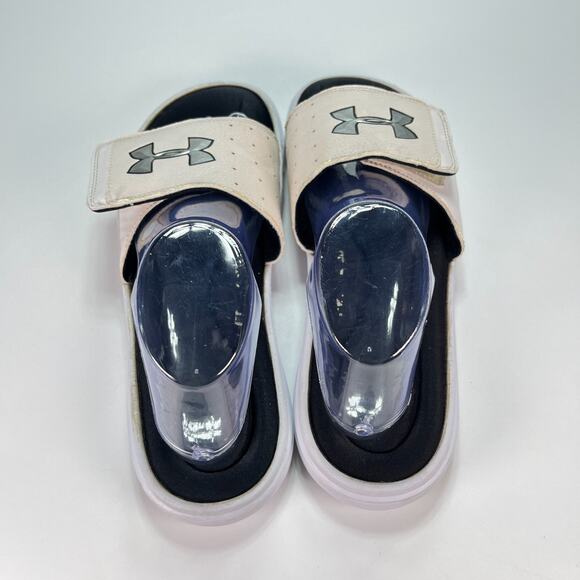 Under Armour Ignite VI White Black Adjustable Strap Slide Sandals Men's Size 10 - Picture 6 of 9